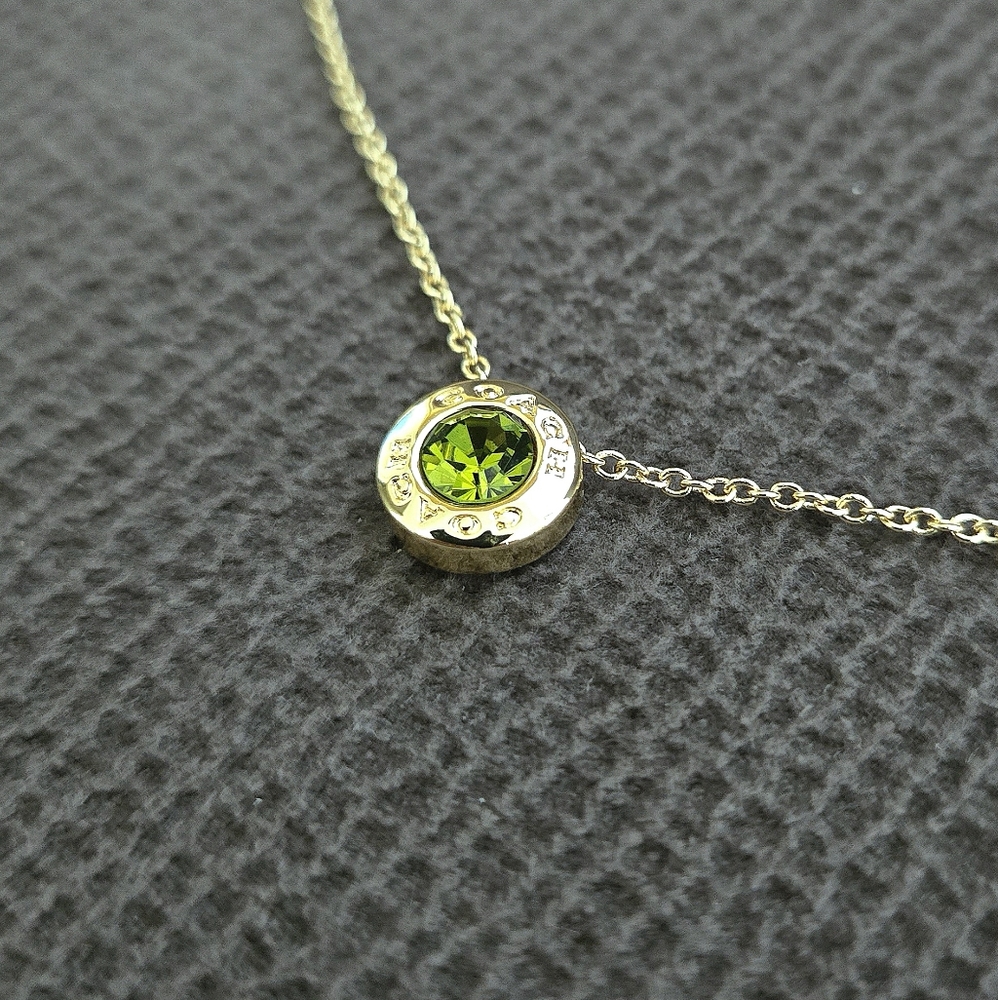 Coach Raised Gold💛 Slider Disc💿 Pendant Necklace - NIB - Picture 6 of 16